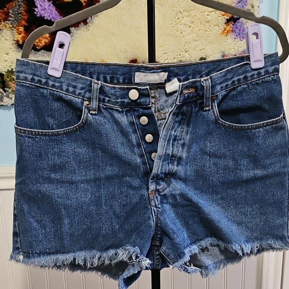 J CREW Dark Blue High-Waisted Jean Shorts